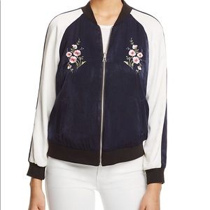 Conversable embroidery Satin Bomber jacket